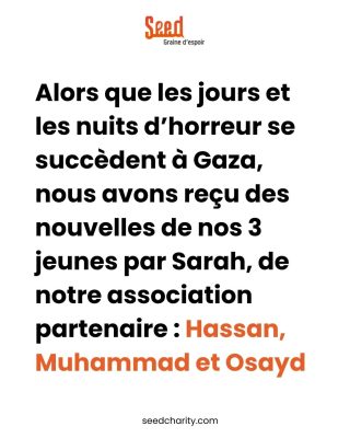 Une des plus belles choses que nous pouvons faire pour les Palestiniens est de soutenir la scolarité de leurs enfants 🧡

Ensemble, nous pouvons parrainer 3 jeunes brillants qui ne lâchent pas leurs rêves malgré l’horreur et malgré toutes les difficultés administratives ! 

Ils le méritent tellement…

Lien en bio

#Gaza #Étudiants #Université #Avenir #Scolarité